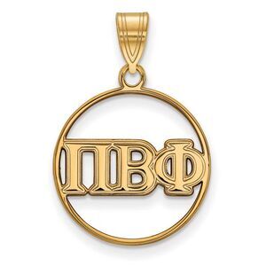 14K Plated Silver Pi Beta Phi Medium Circle Greek Letters Pendant